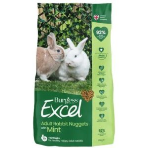 Burgess Excel Adult Rabbit Nuggets with Mint packaging.