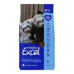 Burgess Excel Ferret Nuggets food package with ferrets on front.