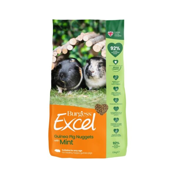 Burgess Excel Guinea Pig Nuggets with Mint packaging.