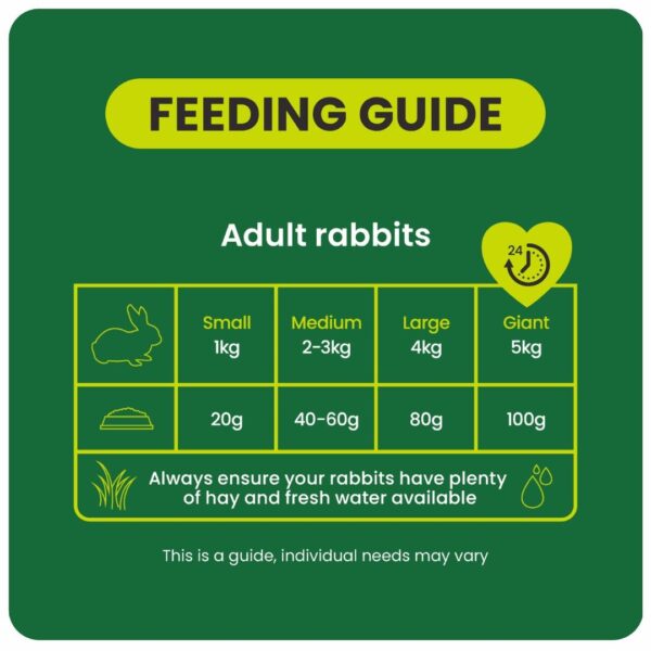 Rabbit feeding guide for different sizes