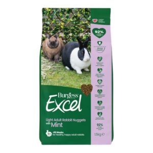 Bag of Burgess Excel Light Adult Rabbit Nuggets with Mint.