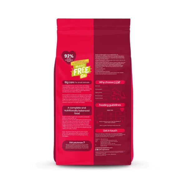 Back of a Burgess muesli free rat food bag with nutritional information.